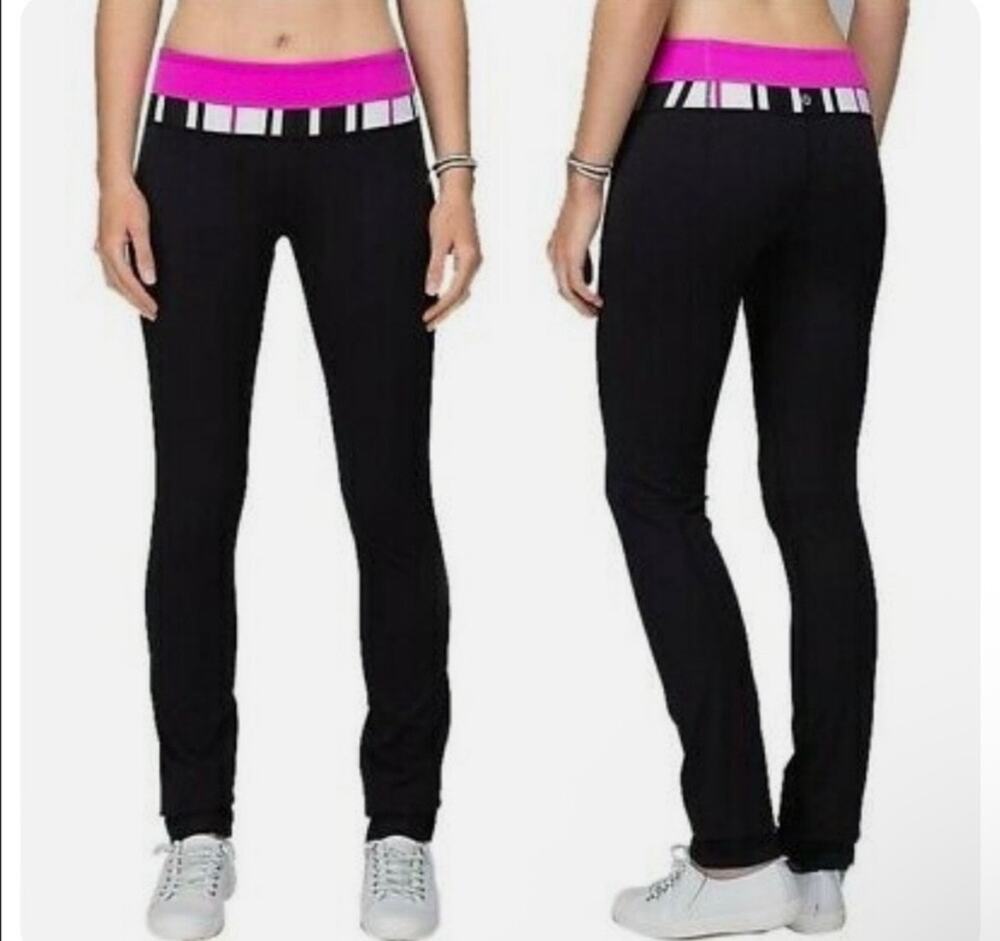 Lululemon *Read Astro Pants Black Pink Traverse
Stripe Low Rise Size 6 2010s